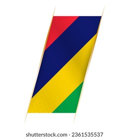Mauritius Fahne in Form eines Banners mit Welleneffekt und Schatten. Modernes Vektordesign.
