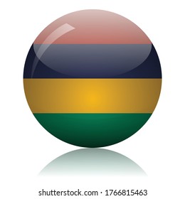 Mauritius flag glass button vector illustration