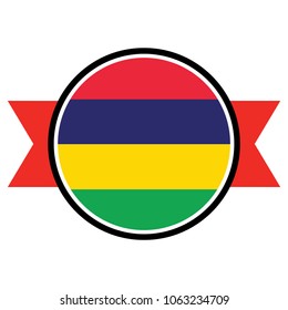 Mauritius flag in glossy round button of icon. flag logo of Mauritius emblem isolated on white background, Mauritius national concept sign, Vector illustration.