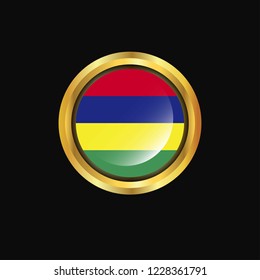 Mauritius flag Golden button
