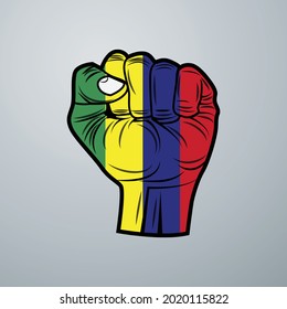 Mauritius Flag with Hand Design isolated on white background. Vector illustration