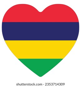 Mauritius flag heart shape. Flag of Mauritius heart shape