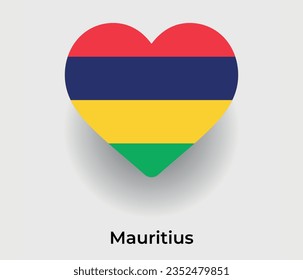 Ilustración del icono del país con forma de corazón de la bandera de Mauricio