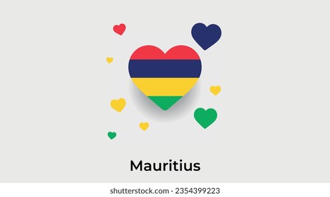 Mauritius-Fahne, Herzform, Ländersymbol Vektorgrafik