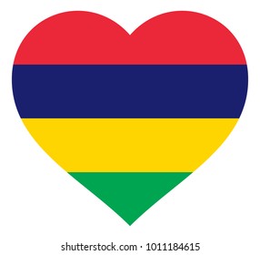 mauritius flag in heart vector illustration sign. Flag of mauritius in the shape of Heart with contrasting contour, symbol of love for his country or valentine day, patriotism.