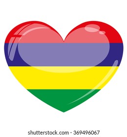 Mauritius Flag Heart Vector Silhouette
