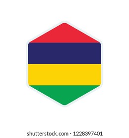 Mauritius flag. Mauritius hexagon flag.