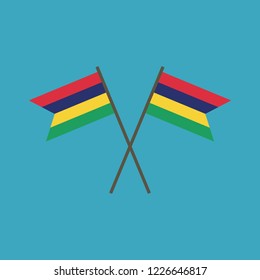Mauritius flag icon in flat design. Independence day or National day holiday concept.