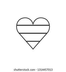 Mauritius flag icon in a heart shape in black outline flat design. Independence day or National day holiday concept.
