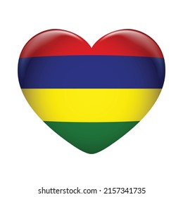 Mauritius flag icon isolated on white background. Mauritius flag. Flag icon glossy.