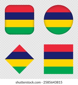 Mauritius Flag Icons Pack. Vector illustration.