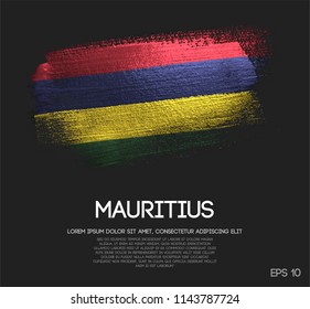 Mauritius Flag Made of Glitter Sparkle Brush Paint Vector