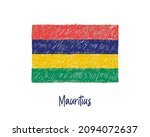 Mauritius Flag Marker or Pencil Sketch Illustration Vector
