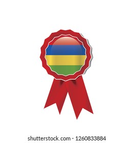 Mauritius flag medal vector design.  Realistic 3D red color