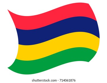 mauritius flag moved by the wind