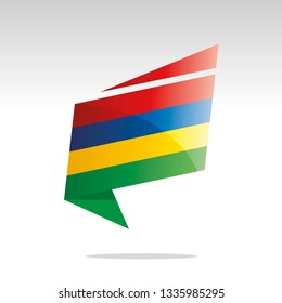Mauritius flag New abstract origami logo icon button label vector