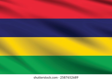 Mauritius flag official colors and proportion digital vector illustration. Waving flag.