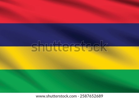 Mauritius flag official colors and proportion digital vector illustration. Waving flag.