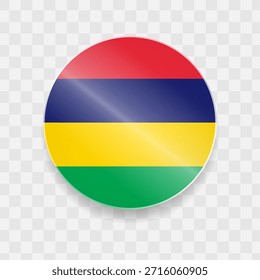 Mauritius Flagge auf Knopf glänzendes Glas