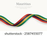 Mauritius flag on Waving ribbon. Template for independence day