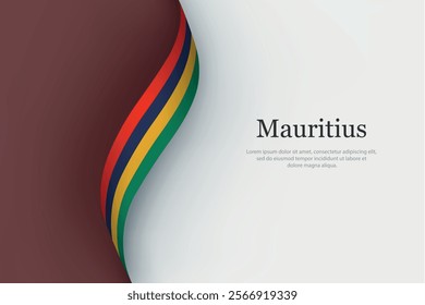 Mauritius flag on Waving ribbon. Template for independence day