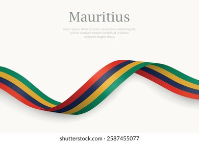 Mauritius flag on Waving ribbon. Template for independence day