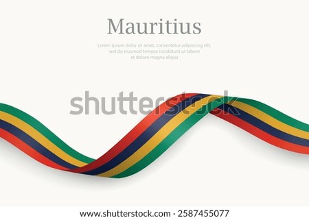 Mauritius flag on Waving ribbon. Template for independence day