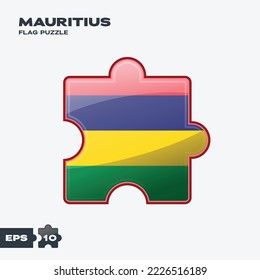 Mauritius flag puzzle pieces. vector illustration isolated on a white background