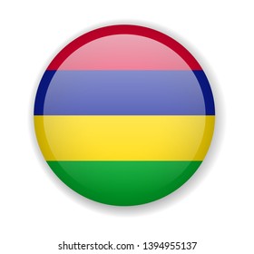 Mauritius flag round bright icon vector Illustration