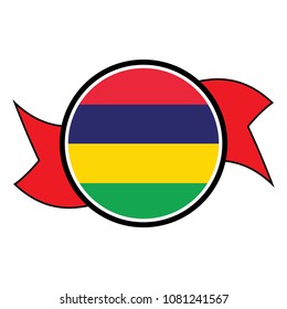 Mauritius flag in round button of icon. flag logo of Mauritius emblem isolated on white background, Mauritius national concept sign, Vector illustration.