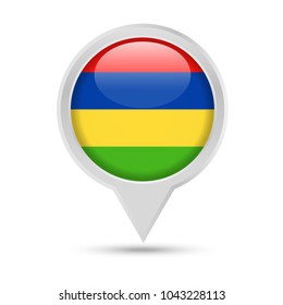 Mauritius Flag Round Pin Vector Icon - Illustration