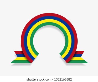 Mauritius flag rounded ribbon abstract background. Vector illustration.