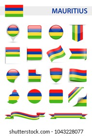 Mauritius Flag Set - Vector Illustration