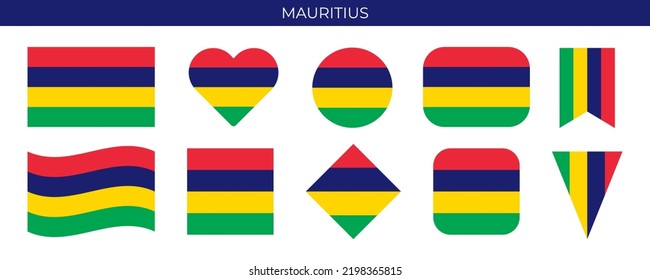 Bandera de Mauricio. Ilustración del vector aislada en fondo blanco