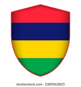 Mauritius flag in shield shape. Vector illustration.