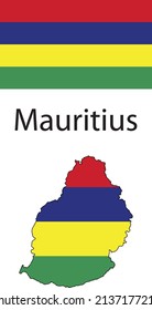 Bandera de Mauricio y silueta de estado