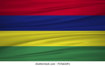 Mauritius flag vector. Vector flag of Mauritius blowig in the wind. EPS 10.