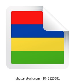 Mauritius Flag Vector Square Corner Paper Icon - Illustration