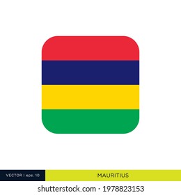 Mauritius Flag Vector Stock Illustration Design Template. Rounded Square Shape.