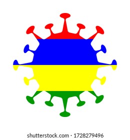 Mauritius flag in virus shape, vector illustration.