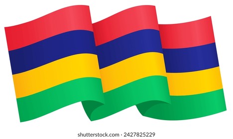 Mauritius flag wave isolated on png or transparent background. vector illustration.