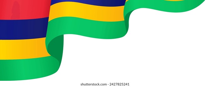 Mauritius flag wave isolated on png or transparent background. vector illustration.