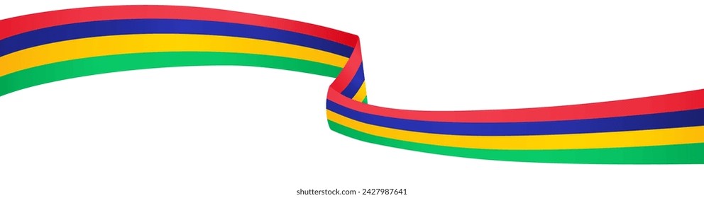 Mauritius flag wave isolated on png or transparent background. vector illustration.