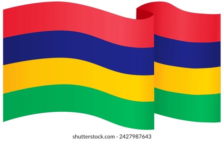 Mauritius flag wave isolated on png or transparent background. vector illustration.