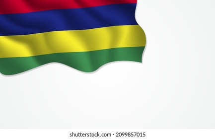 Mauritius flag waving illustration with copy space on isolated background design