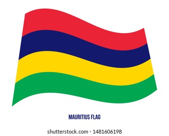 Mauritius Flag Waving Vector Illustration on White Background. Mauritius National Flag.