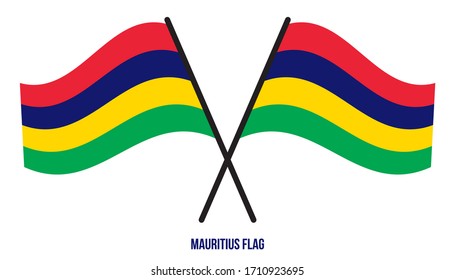 Ilustración de vectores con bandera de Mauricio sobre fondo blanco. Bandera Nacional de Mauricio.