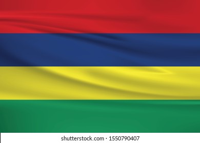 Mauritius flag waving with wind effect