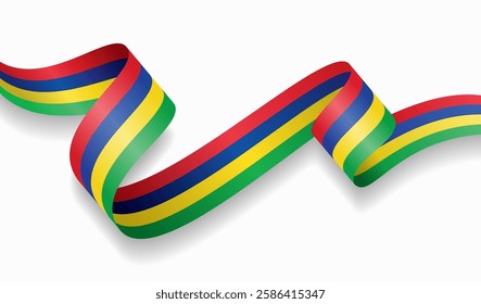 Mauritius flag wavy abstract background. Vector illustration.