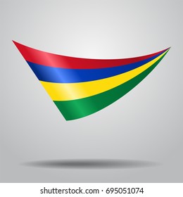 Mauritius flag wavy abstract background. Vector illustration.